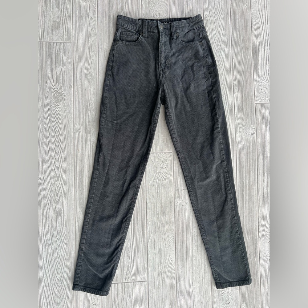 American Eagle Charcoal Gray Corduroy Mom Jeans Size 0 Long